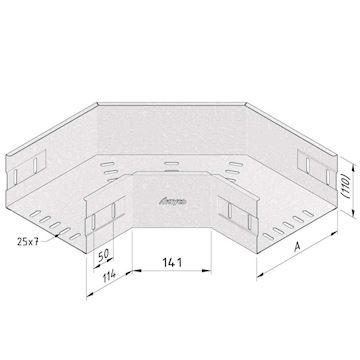 CT60-B90-150-DG Kabelbaan bocht RVS